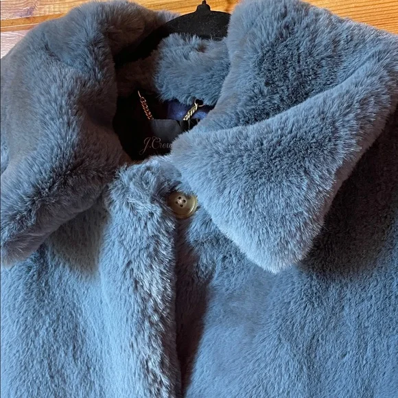 J. Crew Blue Faux Fur Coat - Picture 3 of 7